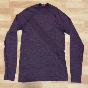 Tracksmith Mens Brighton Long Sleeve Base Layer - Size Small (Wine) Merino Blend
